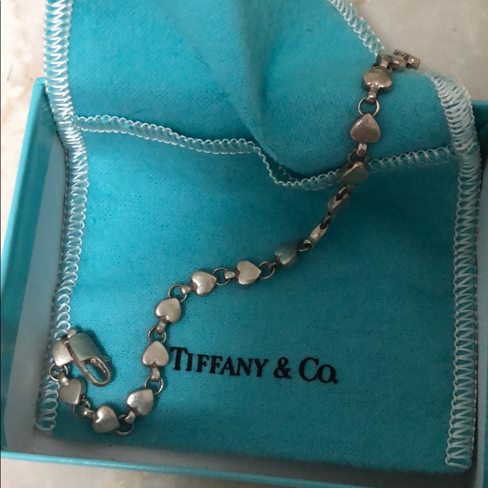 Rare Retired Tiffany Chain Of Hearts Bracelet Gem